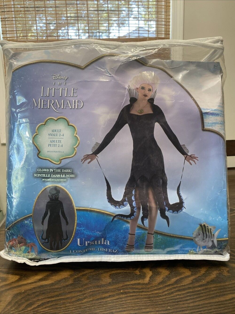 Ursula Costume The Little Mermaid Disney Adult Women Small 2-4 Glow in Dark NEW